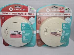 2x First Alert Smoke and Carbon Monoxide Alarm 10 Year Battery Slim PC1210 White